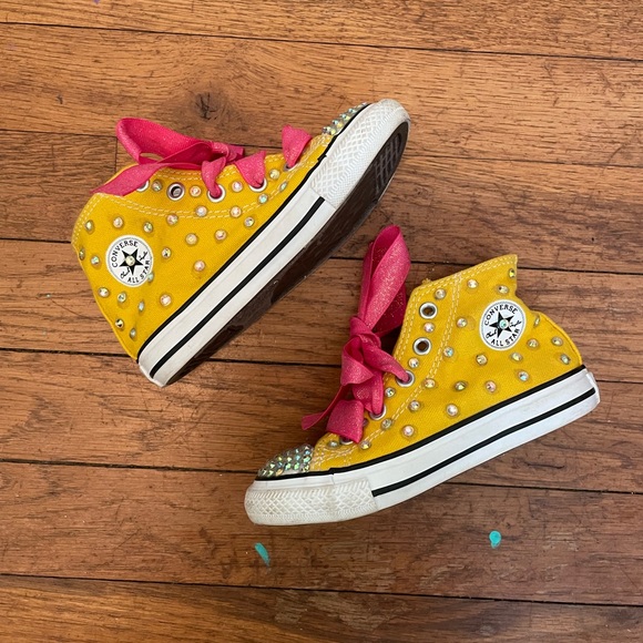 Converse Other - Bedazzled High Top Yellow Converse - Size 8